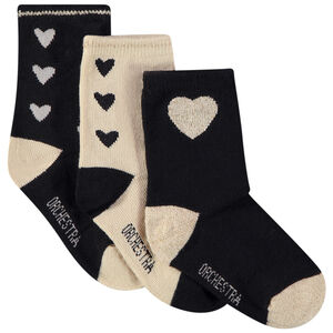 Lot de 3 paires de chaussettes imprimé coeurs pour bébé fille 