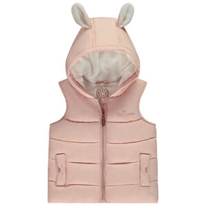 Αμάνικο μπουφάν με παιχνιδιάρικο σχέδιο κουνελάκι για bebe κορίτσι 