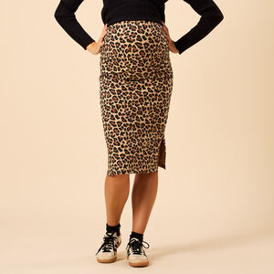 Μακριά φούστα με σχέδιο λεοπάρ και σκίσιμο για γυναίκες 