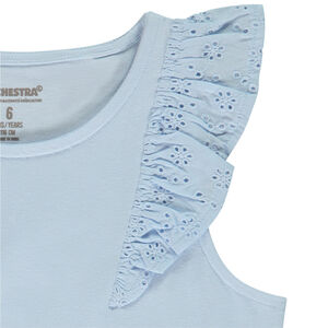 Αμάνικο μπλουζάκι με βολάν και broderie anglaise για κορίτσι 