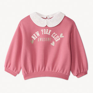 Φούτερ molleton με φαντεζί σχέδιο και αφαιρούμενο γιακά Claudine για bebe κορίτσι 