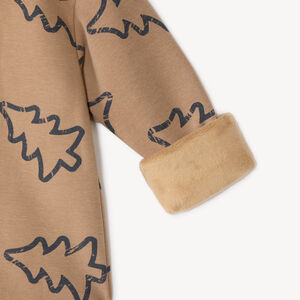 Sweat garçon en molleton imprimé sapins et broderie bouclette 