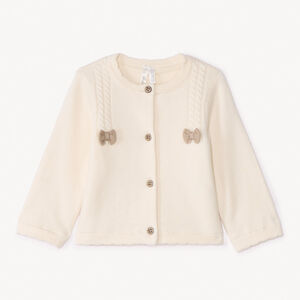 Gilet en tricot à torsades et nœuds pour bébé fille 