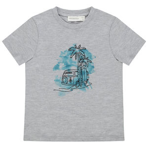 T-shirt κοντομάνικο με φοίνικες effet aquarelle Main T-shirt κοντομάνικο με φοίνικες effet aquarelle