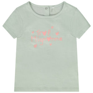 Κοντομάνικο μπλουζάκι με φαντεζί σχέδιο για bebe κορίτσι 