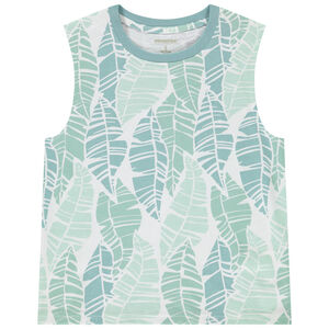 Αμάνικο μπλουζάκι από πλεκτό jersey με σχέδιο φύλλων για αγόρι 