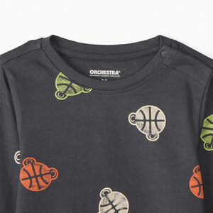 Σετ 2 μακρυμάνικα μπλουζάκια jersey με φαντεζί σχέδια για bebe αγόρι 