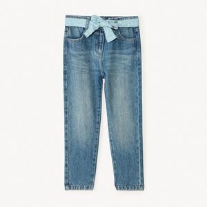 Τζιν με λουλουδάτη ζώνη που δένει για κορίτσι 