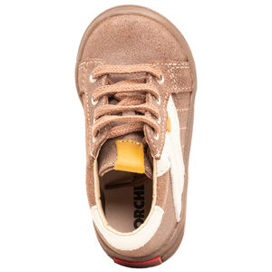 Δερμάτινα μποτάκια με αντίθεση και κορδόνια  