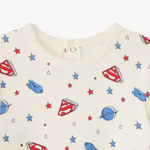 Φορμάκι jersey με τύπωμα Superman Warner για bebe αγόρι με διαφορετικά ανοίγματα ανάλογα με την ηλικία 