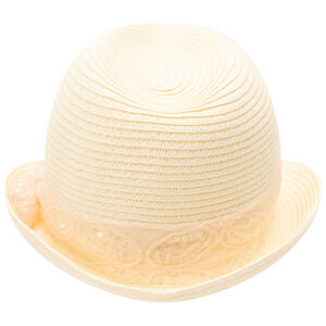 Καπέλο trilby από ψάθα με κορδέλα από παγιέτες για κορίτσι 