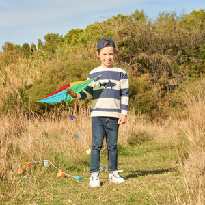 Πολυεστερικός φανελένιος φούτερ με κεντητό καρχαρία για αγόρι 