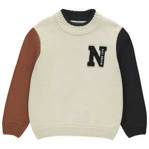 Πλεκτό πουλόβερ με εφέ color block και patch για μωρό αγόρι 