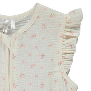 Αμάνικος υπνόσακος από διπλή γάζα TOG 0.5 με σχέδιο λουλούδια για κορίτσι 