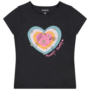 T-shirt manches courtes print fantaisie pailleté fille 