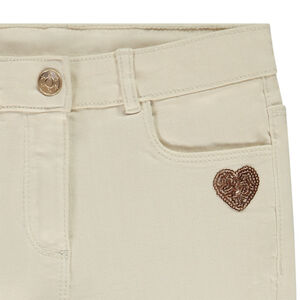 Παντελόνι skinny twill με σχέδιο καρδιά από παγιέτες για κορίτσι 