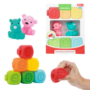 Βρεφικά Εκπαιδευτικά Τουβλάκια 6Τεμ. & 2 Ζωάκια Little Stars  