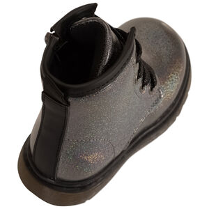 Μποτάκια ιριδίζοντα με κορδόνια και φερμουάρ για bebe κορίτσι 