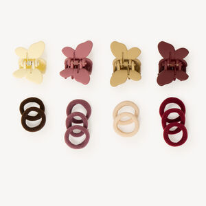 Lot de 4 barrettes papillon et 10 élastiques pour fille 