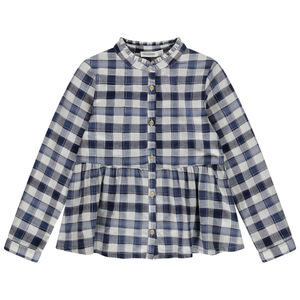 Chemise manches longues en voile de coton imprimé carreaux pour fille Main Chemise manches longues en voile de coton imprimé carreaux pour fille