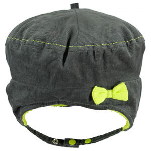 Béret en velours doublé sherpa avec noeud vert 