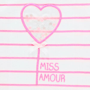 Κοντομάνικο μπλουζάκι με ριγέ σχέδιο και φαντεζί μοτίβο 