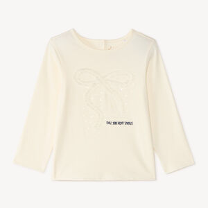 T-shirt με μακριά μανίκια για κορίτσι με σχέδιο φιόγκο και ασημί γυαλάκια. 