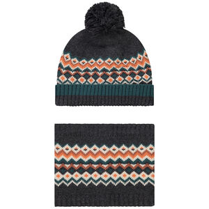 Σετ σκουφάκι με pompon + snood με σχέδιο για αγόρι 