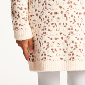 Robe fille en tricot manches longues motif léopard 