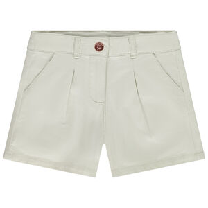 Σορτς twill μονόχρωμο effet πιέτα για κορίτσι 