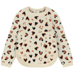 Πουλόβερ πλεκτό σε jacquard με σχέδιο καρδιές για κορίτσι 