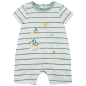 Κοντή ριγέ και τυπωμένη φόρμα για μωρό αγόρι 