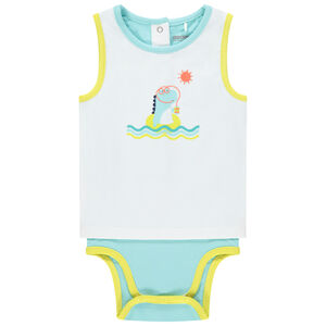 Σώμα χωρίς μανίκια 2 σε 1 για μωρό αγόρι με τύπωμα δεινοσαύρου 