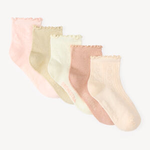 Lot de 5 chaussettes fille à bord volanté et maille ajourée 