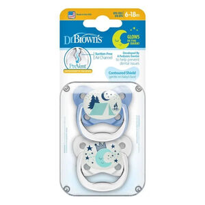 Ορθοδοντικές Πιπίλες Νυκτός Πεταλούδα 6-18 Μηνών Μπλε 2Τμχ Prevent Dr. Brown's  