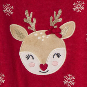 Πλεκτό πουλόβερ jacquard με επένδυση για bebe κορίτσι Χριστουγεννιάτικο 