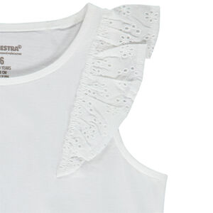 Αμάνικο μπλουζάκι με βολάν και broderie anglaise για κορίτσι 