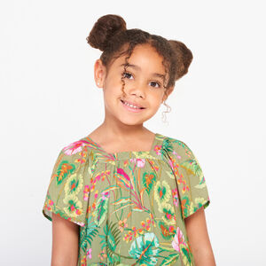 Φόρεμα κοντομάνικο με σχέδιο ζούγκλας φαντασίας για κορίτσι 