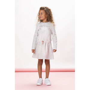 Robe manches longues en molleton fantaisie avec print pour fille Main Robe manches longues en molleton fantaisie avec print pour fille