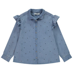 Πουκάμισο μακρυμάνικο με σχέδιο καρδιές για κορίτσι 