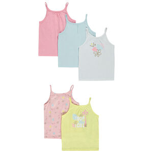 Σετ από 5 αμάνικα μπλουζάκια φαντεζί για bebe κορίτσι 