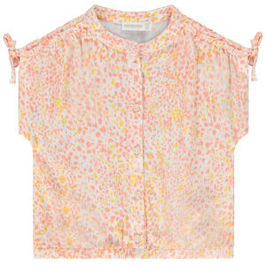 Πουκάμισο κοντομάνικο effet crépon με φαντεζί σχέδιο για κορίτσι 