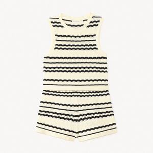 Σύνολο 2 τμχ. μπλούζας χωρίς μανίκια + βερμούδα από πλεκτό ύφασμα με ρίγες για κορίτσι 