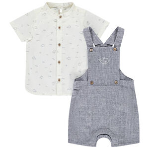 Σέτ 2 τμχ. με σχέδιο φάλαινα και σαλοπέτα για μωρό αγόρι 