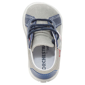 Μποτάκια δερμάτινα σουέτ με κορδόνια και στάμπα καραβάκι 