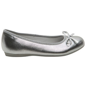 Μπαλαρίνες ασημί με φιόγκο 