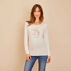 T-shirt μακρυμάνικο από jersey με φαντεζί σχέδιο για γυναίκες 