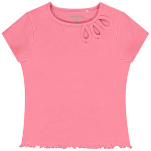 Κοντομάνικο μπλουζάκι côtelé και ajouré για κορίτσι 