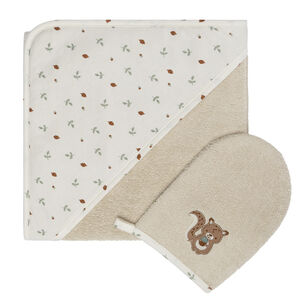 Σετ μπάνιου με κάπα και γάντι "Ρόι των Δασών" μπεζ 