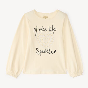 T-shirt με μακριά μανίκια για κορίτσια με πέρλες και σχέδιο. 